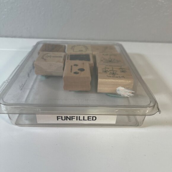 Stampin Up Funfilled Rubber Stamps Set Wood Blocks 2005 Craft Stamping Supplies - Picture 2 of 3